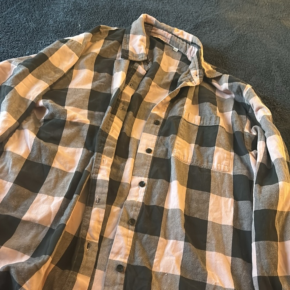 Pink and black plaid button up